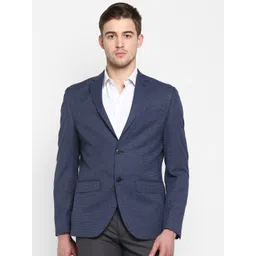 Aditi Wasan Men Navy Blue Self Design Single-Breasted Formal Blazer-picture-39