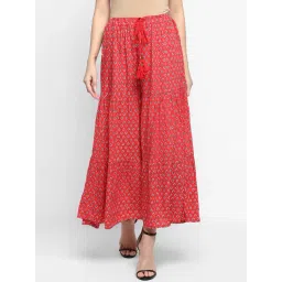 Aditi Wasan Red Printed A-Line Maxi Skirt-picture-33