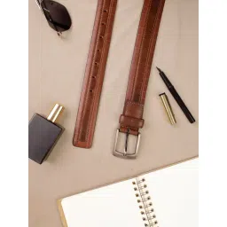 Aditi Wasan Tan Textured Leather Casual Belt-picture-39