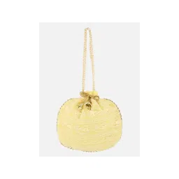 Aditi Wasan Yellow Green Embroidered Round Potli Bag-picture-11