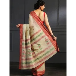 Aditri Cream Handloom Khadi Cotton Saree image 3