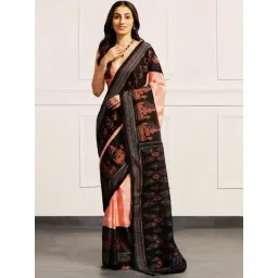 Aditri Pink & Contrast Pallu Timeless Ikat Handloom Ikat On Cotton Orissa Saree-picture-27