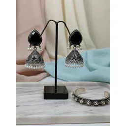Aditya Collection Black Colour Silver-Plated Earrings-picture-37