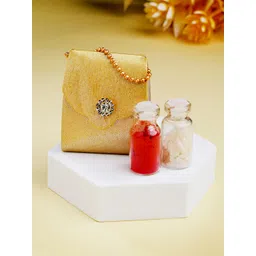 ADIVA Evil Eye Stone Studded Rakhi With Pooja Thali Roli Chawal Gift Set image 3