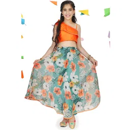 ADIVA Girls Orange & Green Ready to Wear Lehenga &-picture-23