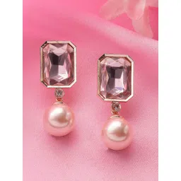 ADIVA Gold-Plated Crystal Stone Studded Classic Drop Earrings-picture-17