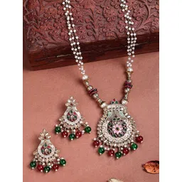 ADIVA Gold-Plated Stone Studded & Beaded Jewellery Set-picture-25
