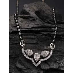 ADIVA Silver-Plated American Diamond Studded & Beaded Mangalsutra-picture-21