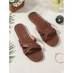 ADIVER Solid Open Toe Bows Open Toe Flats-picture-12