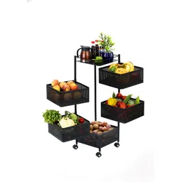 admin industries Fruits/Vegetables Kitchen Rack 5 Layer Kitchenrack/Trolley Stainless Steel Iron-picture-11