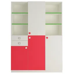 Adona Arcadia Large Kids Wardrobe Cum Bookshelf With 2 Drawers - Pink Green-picture-12