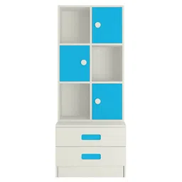 Adona Camila Bookshelf Cum Hutch Storage Cabinet with 2 Drawers - Sky Blue White-picture-23