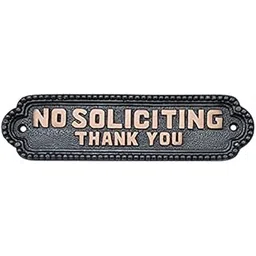 Adonai Hardware Georgian "NO SOLICITING" Brass Door Sign - Black with Copper Letters-picture-24