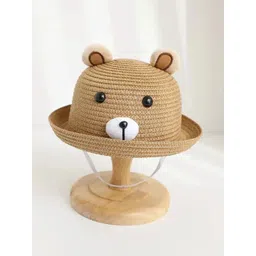 Adorazone Boys Brown Self Design Fedora Hat-picture-19