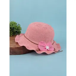 Adorazone Girls Pink Self Design Fedora Hat-picture-26