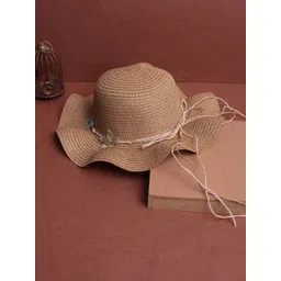 Adorazone Kids Brown Self Design Fedora Hat-picture-54