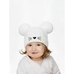 Adorazone Kids Knitted Self Design Monkey Woollen Beanie with Scarf & Earflaps-picture-24