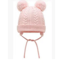 Adorazone Kids Woollen Fur Knitted Pom Pom Beanie-picture-31