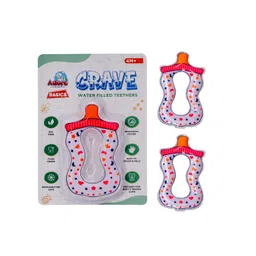 Adore Kids 2Pc White & Orange Colored Milk Bottle Design Crave Water Filled Teethers image 1