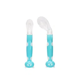Adore Kids 2Pcs White & Blue Printed Silicone Feeding Spoons-picture-10