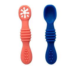 Adore Kids Pack Of 2 Pink & Blue Textured Silicone Feeding Spoons-image-2