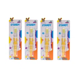 Adore Standy Kids Toothbrush With Safety Case Pack of 4 - Yellow-image-4