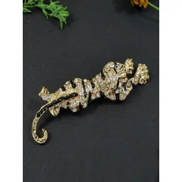 ADORN Mens Rhinestone Studded Tiger Lapel Enamel Brooch-picture-34