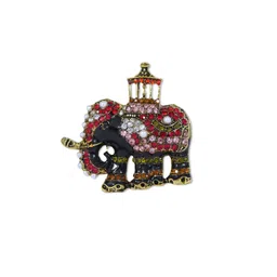 ADORN Unisex Rhinestone Studded Statement Elephant Brooch image 4