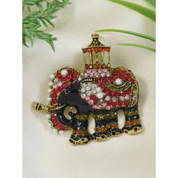ADORN Unisex Rhinestone Studded Statement Elephant Brooch image 1