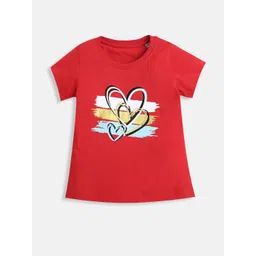 Adorn In Style Kids Girls Red Printed Pure Cotton T-shirt-picture-26