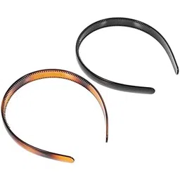 adornish Set of 2 Simple Fashion Plastic Headband Fine Tooth Hairband Headwear Hair Hoop Hair Acessories for Women's Lady Girls (Black +Brown)-picture-23