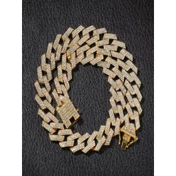 Adoxy Unisex Gold-Plated Cubic Zirconia Studded Chain-picture-38