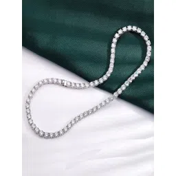 Adoxy Unisex Silver-Plated Cubic Zirconia Studded Chain-picture-33