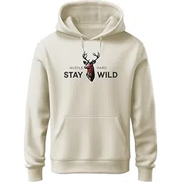 adro Hustle Hard Stay Wild Hoodie for Men | 320 GSM Cotton-Poly Fleece | Soft Feel, Skin-Friendly Printed Graphic, Warm Casual Sweatshirt with Kangaroo Pocket & Drawstring Hood-picture-49