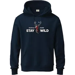 adro Hustle Hard Stay Wild Hoodie for Men | 320 GSM Cotton-Poly Fleece | Soft Feel, Skin-Friendly Printed Graphic, Warm Casual Sweatshirt with Kangaroo Pocket & Drawstring Hood-picture-36