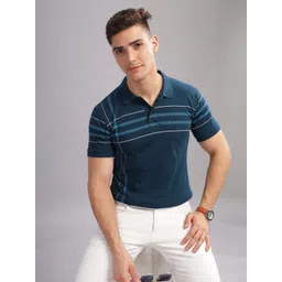 ADRO Striped Oversized Polo Collar Pure Cotton T-shirt-picture-20