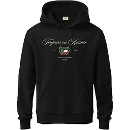 adro Toujours en Avance Hoodie for Men (Beige) | 320 GSM Cotton-Poly Fleece | Soft Feel, Skin-Friendly Printed Graphic, Warm Casual Sweatshirt with Kangaroo Pocket & Drawstring Hood-picture-25