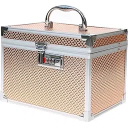 adson Professional Beauty Women's Makeup Bag, Cosmetic Box, Vanity Case/Box, Trousseau Box, Bridal Jewellery Organiser with Mirror (Rose Gold)-picture-14