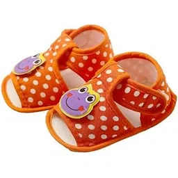 advik Enterprises Unisex Infant Newborn Baby Soft Comfortable Velcro Sandals & Shoe's for Baby Boy's Baby Girl's (Dot Orange) image 1