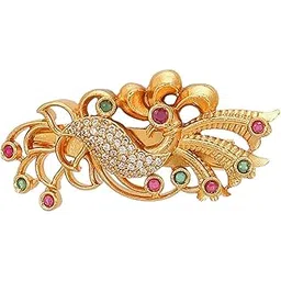 adwitiya collection Floral Brooch for Women – Gold-Tone Brass Saree Pin with Multicolor Stones – Designer Ethnic Jewelry for Sarees, Dupattas-picture-41