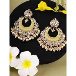 Adwitiya Collection Gold-Plated Artificial Stones Studded Classic Drop Earrings-picture-11