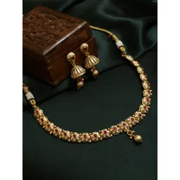 Adwitiya Collection Gold-Plated Stone Studded Jewellery Set-picture-12