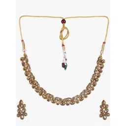 Adwitiya Collection Gold-Plated Stone-Studded Jewellery Set image 2