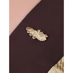 Adwitiya Collection Gold Plated Stone-Studded Peacock Design Brooch-picture-24