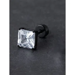 Adwitiya Collection Men Artificial Stone Studded Square Shape Hoop Earrings-picture-23