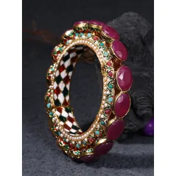 Adwitiya Collection Multicoloured 24K Gold-Plated Artificial Stone-Studded Bangles-picture-35
