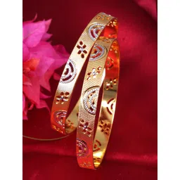Adwitiya Collection Set Of 2 24CT Gold-plated Handcrafted Bangles-picture-27