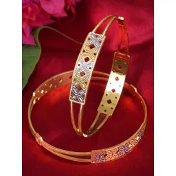 Adwitiya Collection Set Of 2 24CT Gold-plated Handcrafted Bangles-picture-22