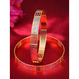 Adwitiya Collection Set Of 2 24CT Gold-Plated Handcrafted Bangles-picture-41