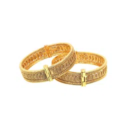 Adwitiya Collection Set Of 2 24k Gold-Plated Stone-Studded Pearl Beaded Bangles-picture-34